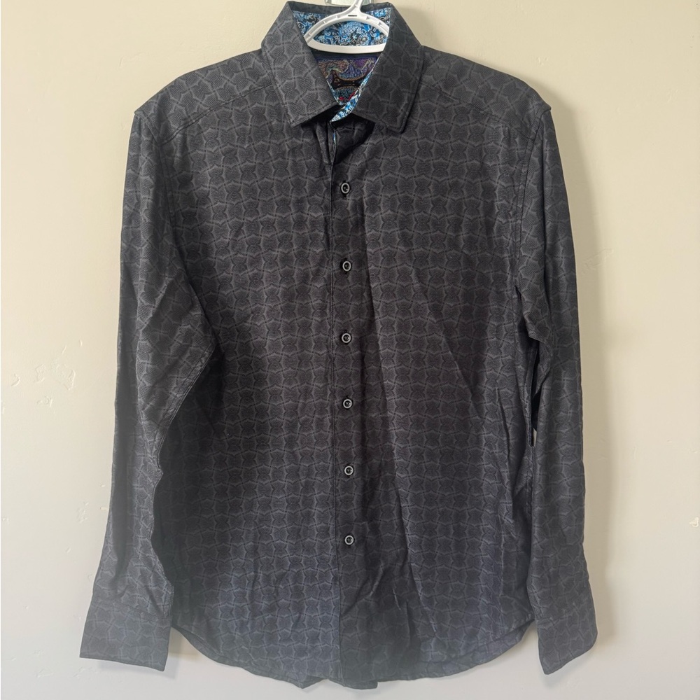 Robert Graham Charcoal Patterned Shirt! Pretty much brand new dress shirt🐈‍⬛